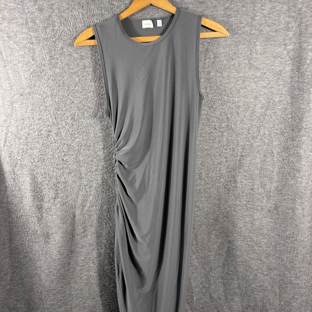 Aritzia Wilfred Smooth Matter Eavesdrop Ruched Midi Dress Gray Size S Going Out